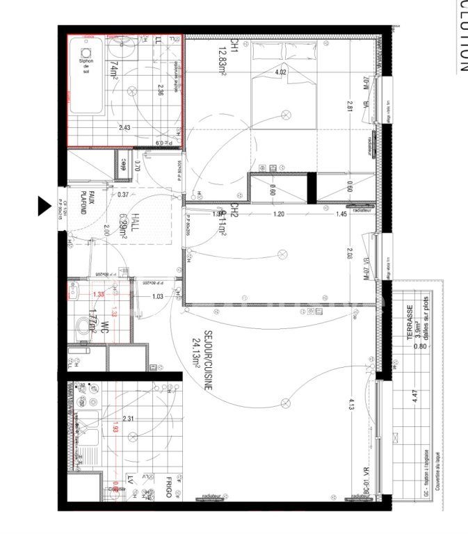 APPARTEMENT T3 - LA MADELEINE - 59.87 m2 - LOU&Eacute;